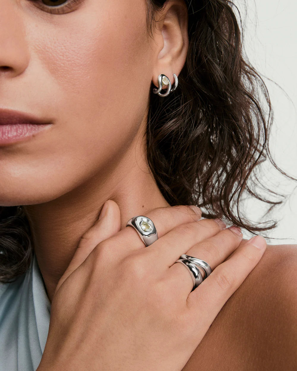 Organic Dome Open Gemstone Huggies