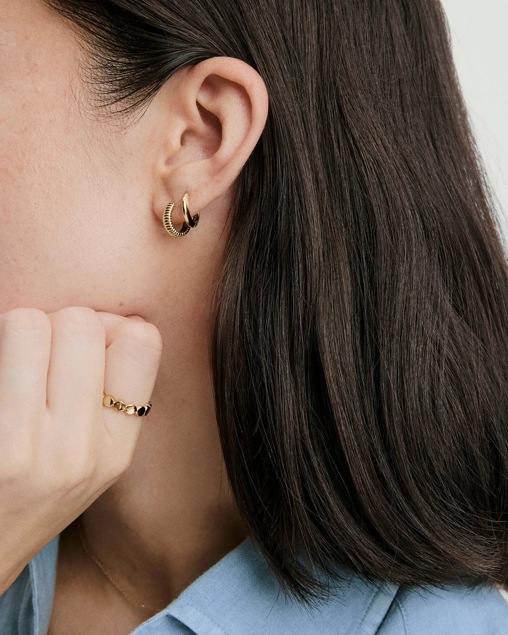 Bold Texture Huggie Hoops