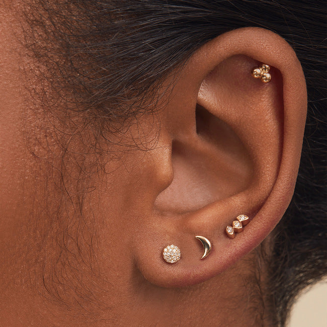 POS - Straight Spheres Cluster Flat Back Stud White Gold