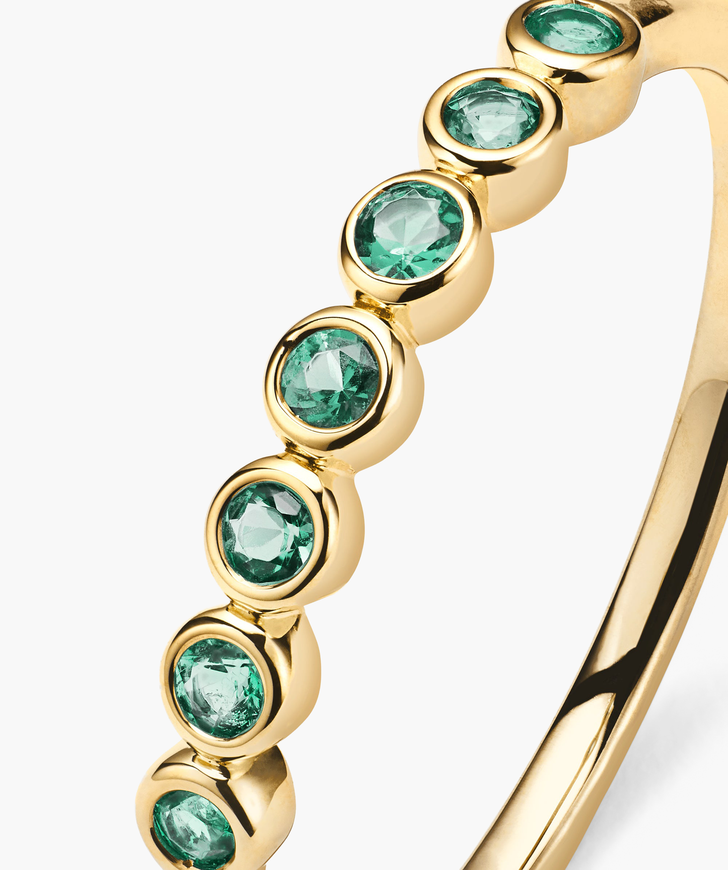 Bezel Emerald Half Eternity Band