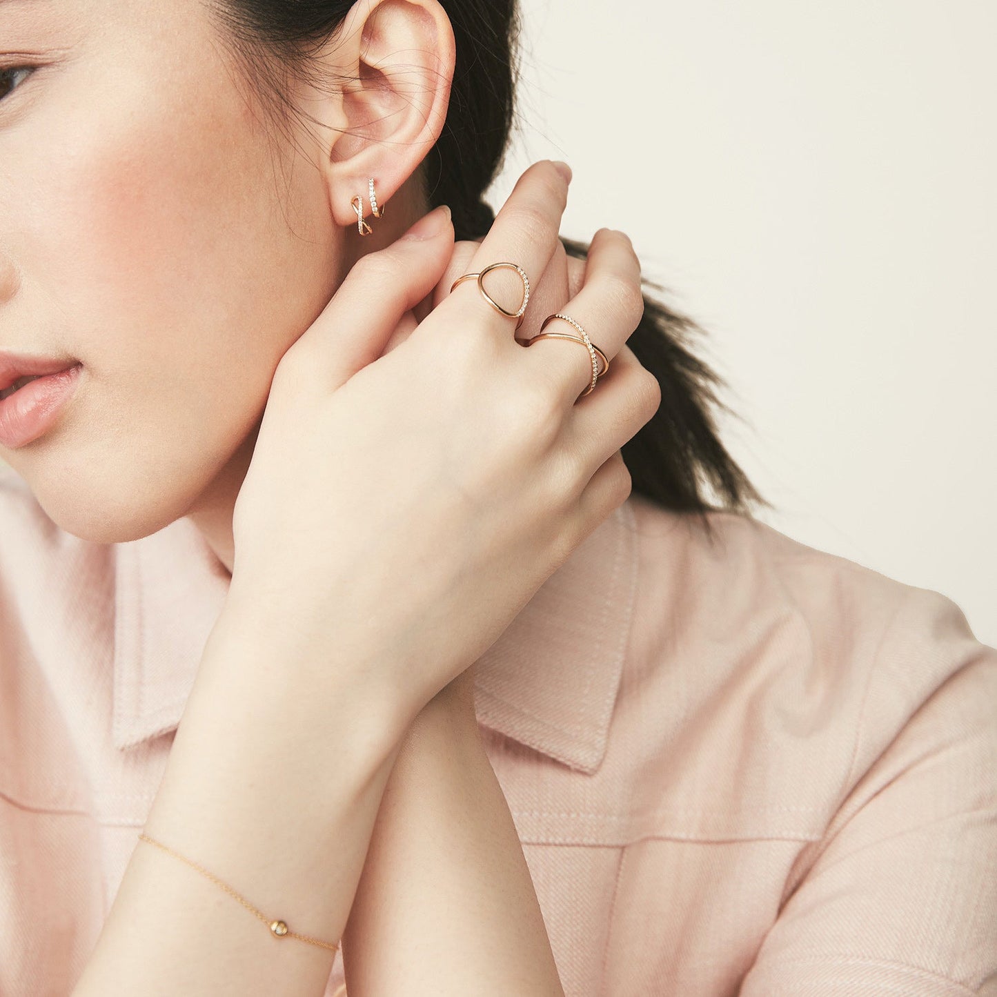 Pave Diamond X Ring
