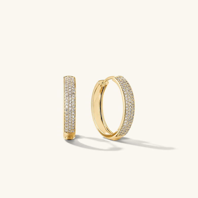 Bold Pave Diamond Medium Hoops