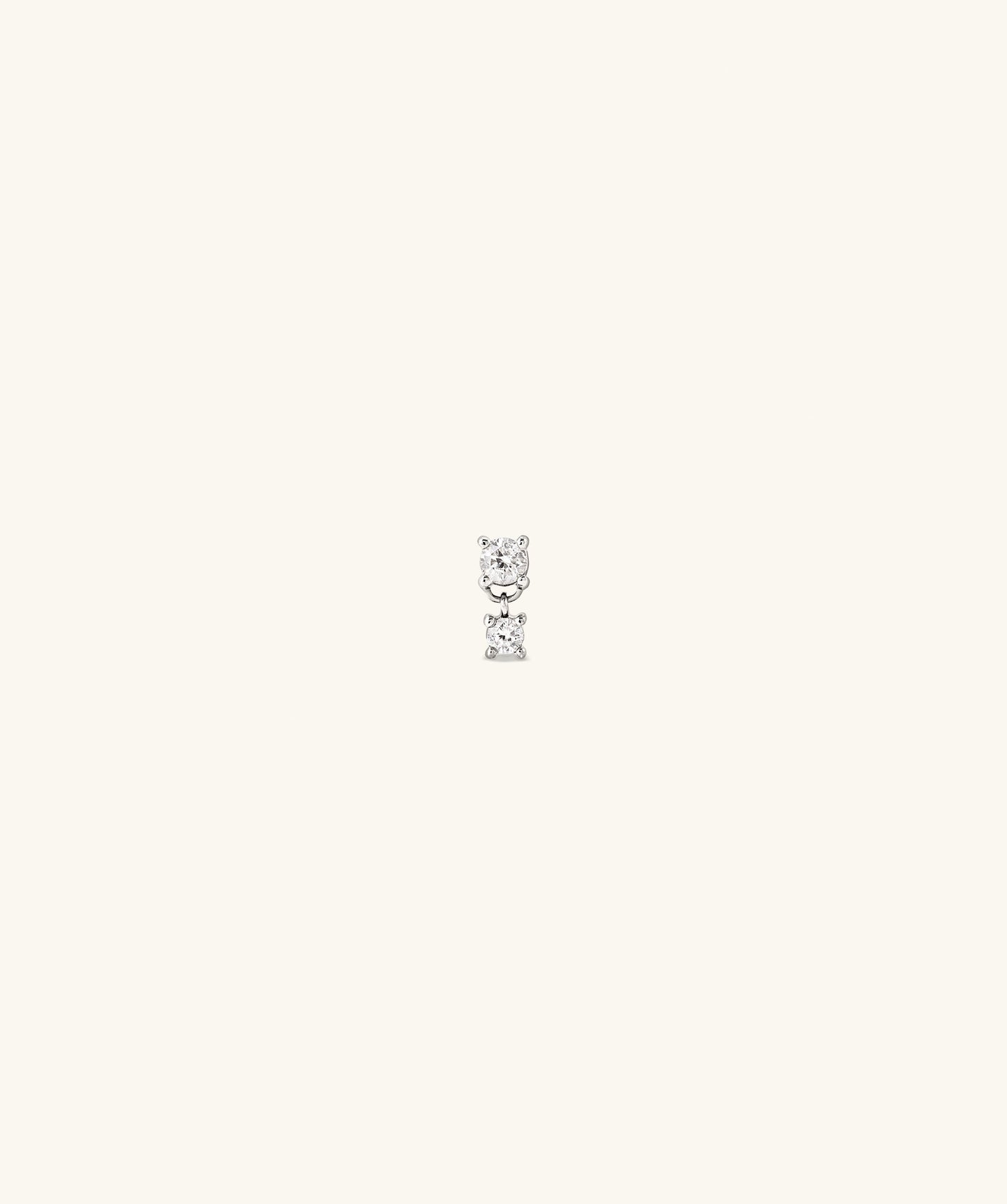 Diamond Droplet Piercing Stud White Gold