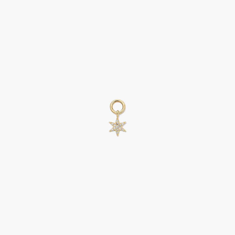 Single Pave Diamond Star Hoop Charm