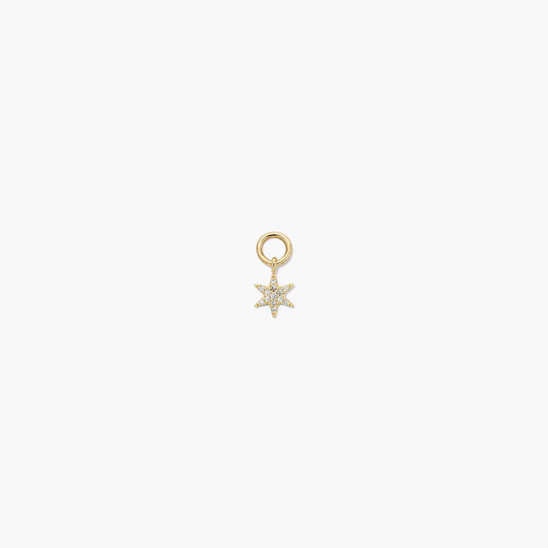 Single Pave Diamond Star Hoop Charm