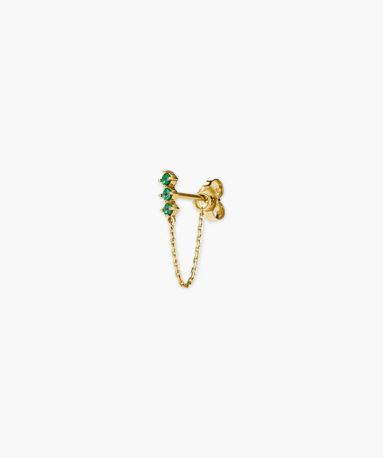 Lab Grown Emerald Trio Chain Stud