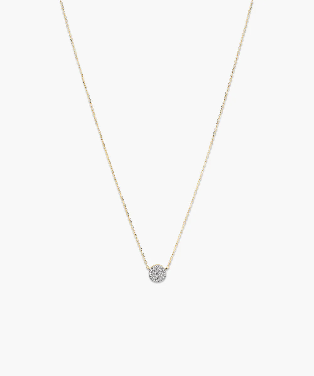 Large Pave Diamond Round Necklace