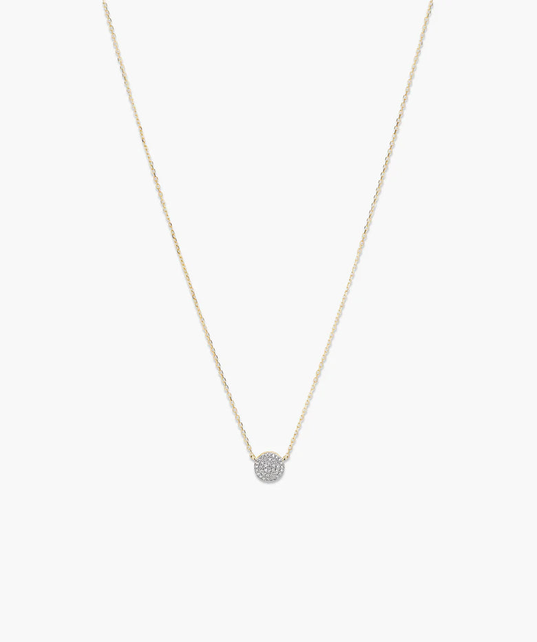 Large Pave Diamond Round Necklace