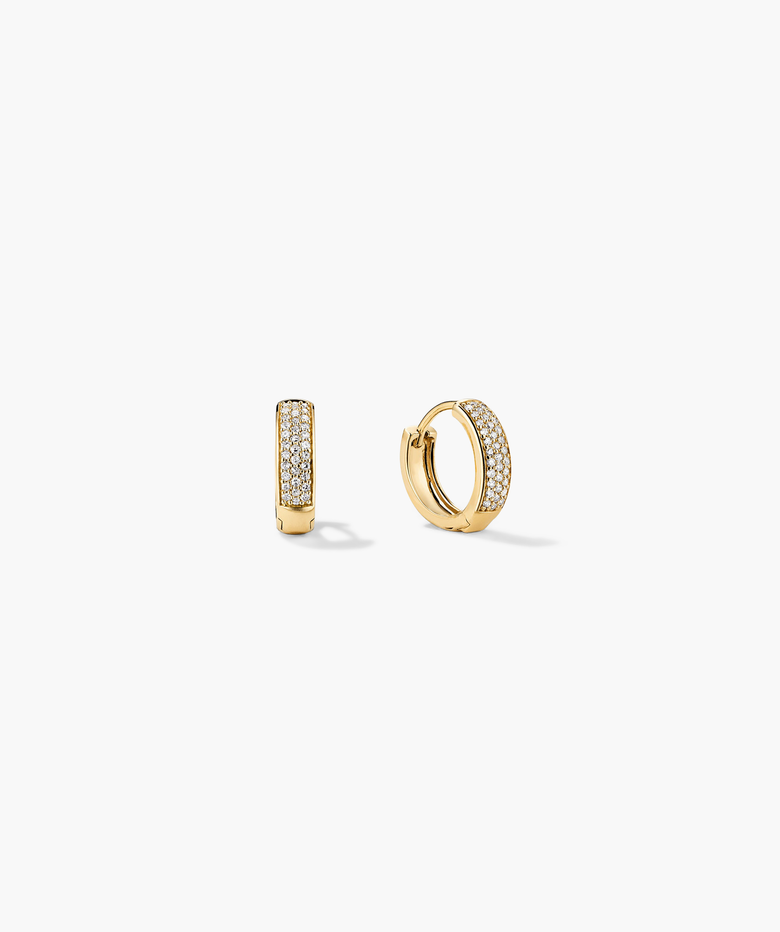 Bold Pave Diamond Huggie Hoops
