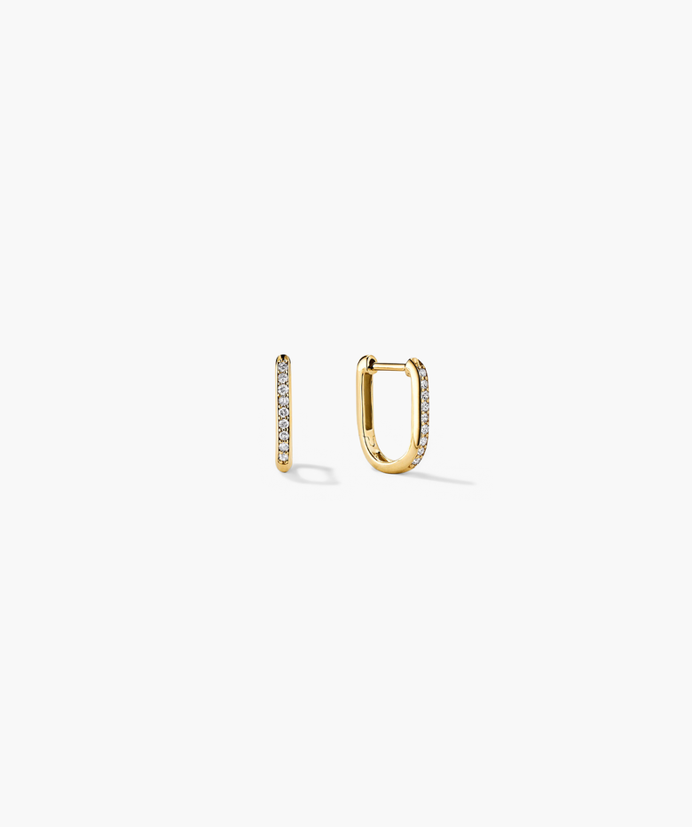 Pave Diamond Huggie U Hoops