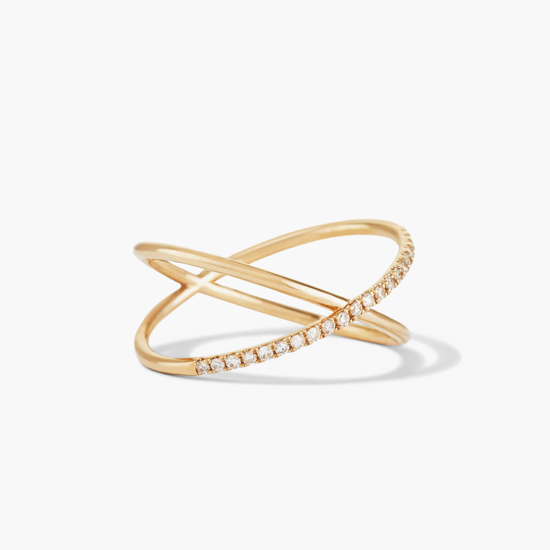 Pave Diamond X Ring