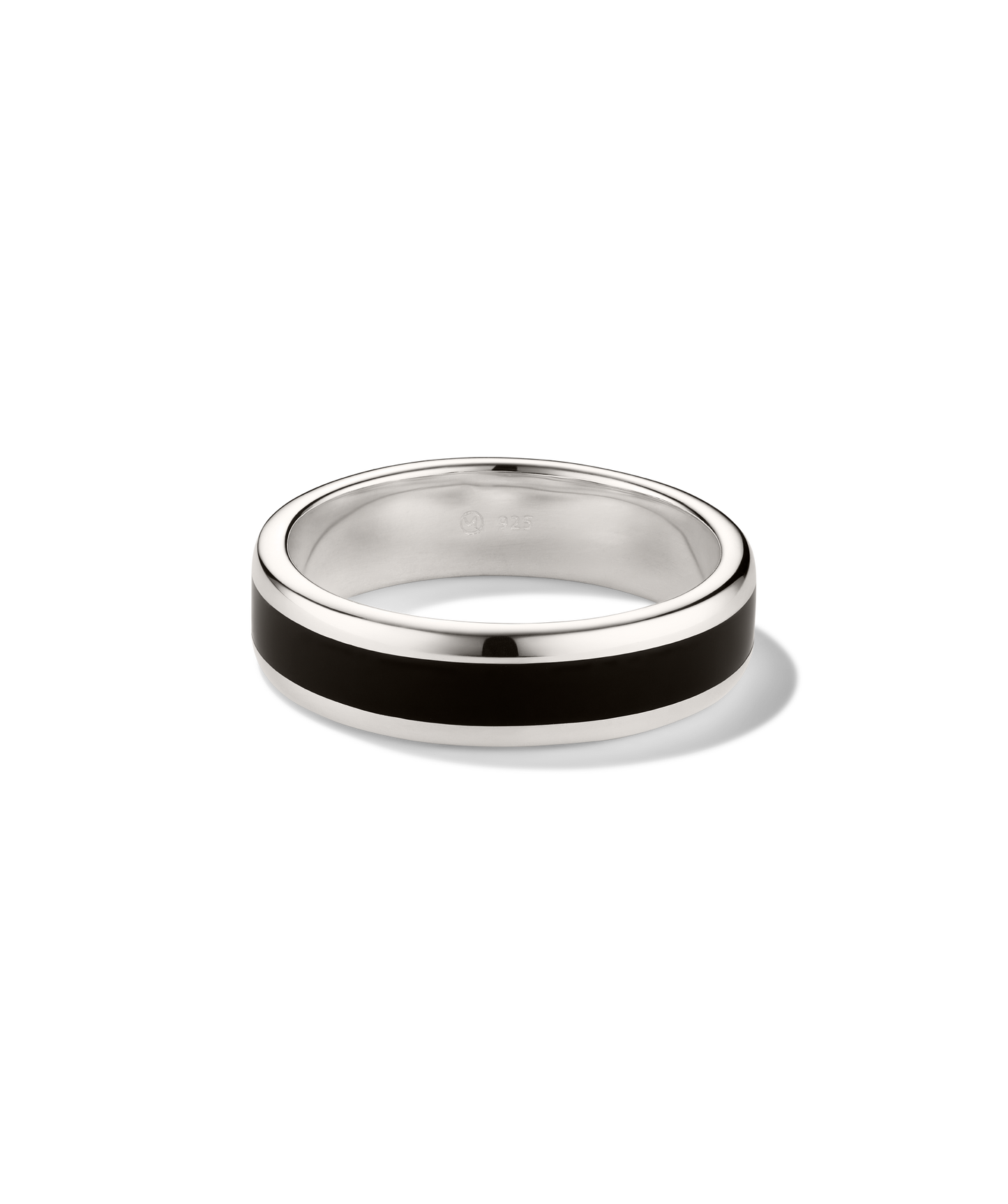 Band Ring Black Enamel Inlay