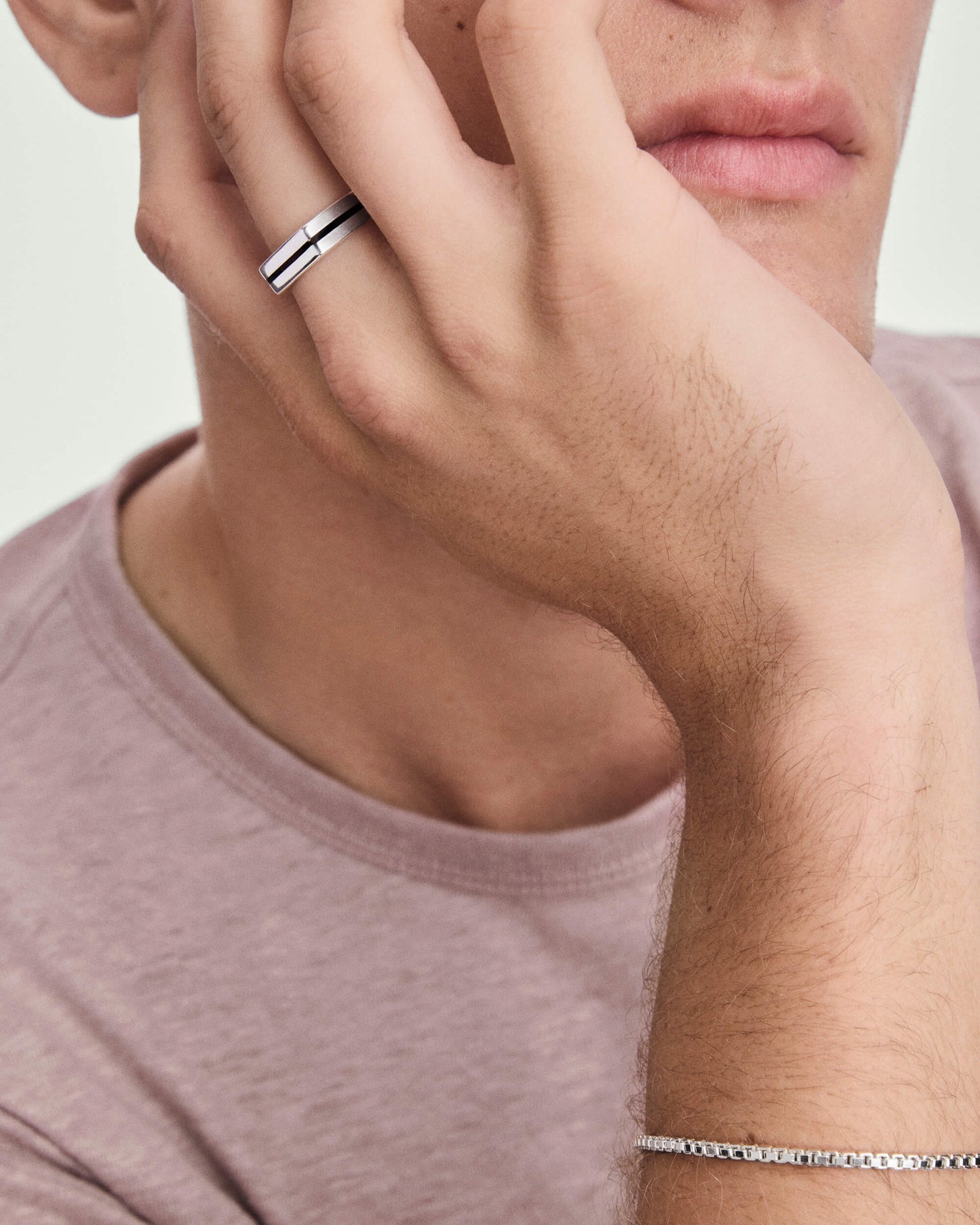 Slim Signet Ring Black Enamel Inlay