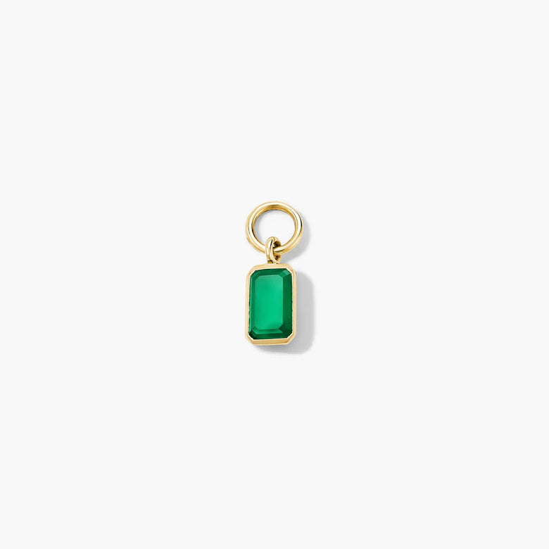 Single Emerald Cut Gemstone Hoop Charm Green Onyx
