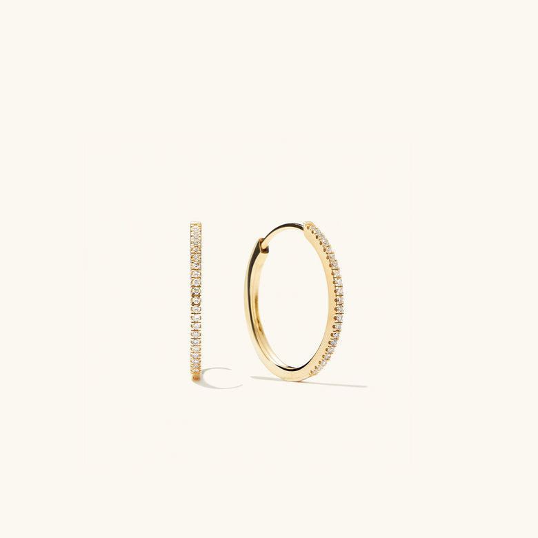 Pave Diamond Medium Hoops