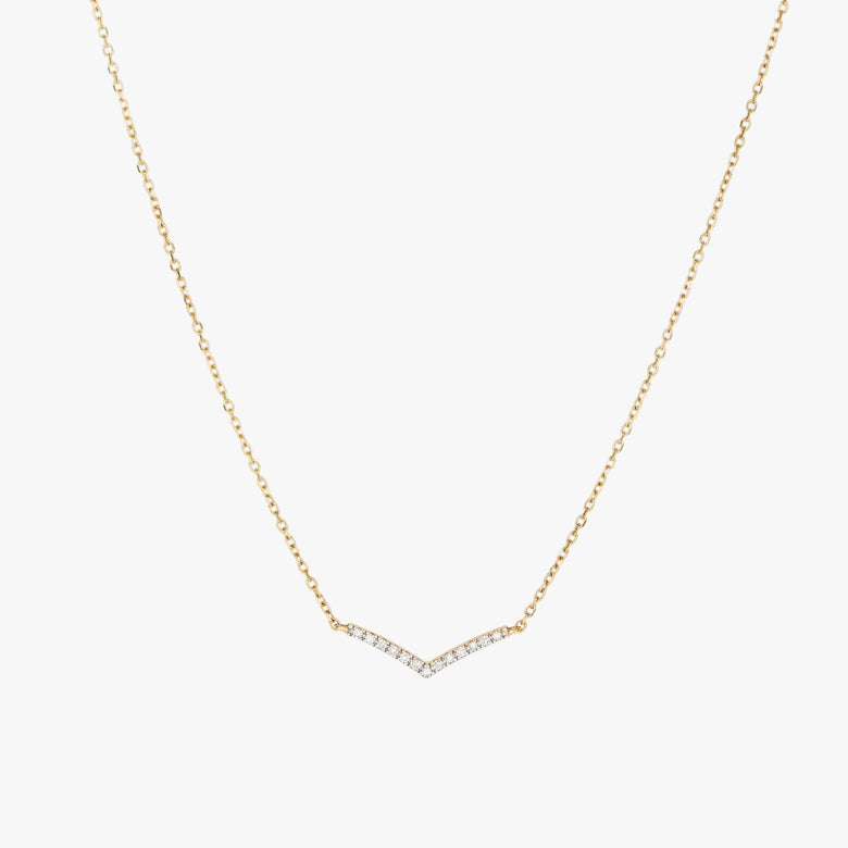 Pave Diamond Wishbone Necklace