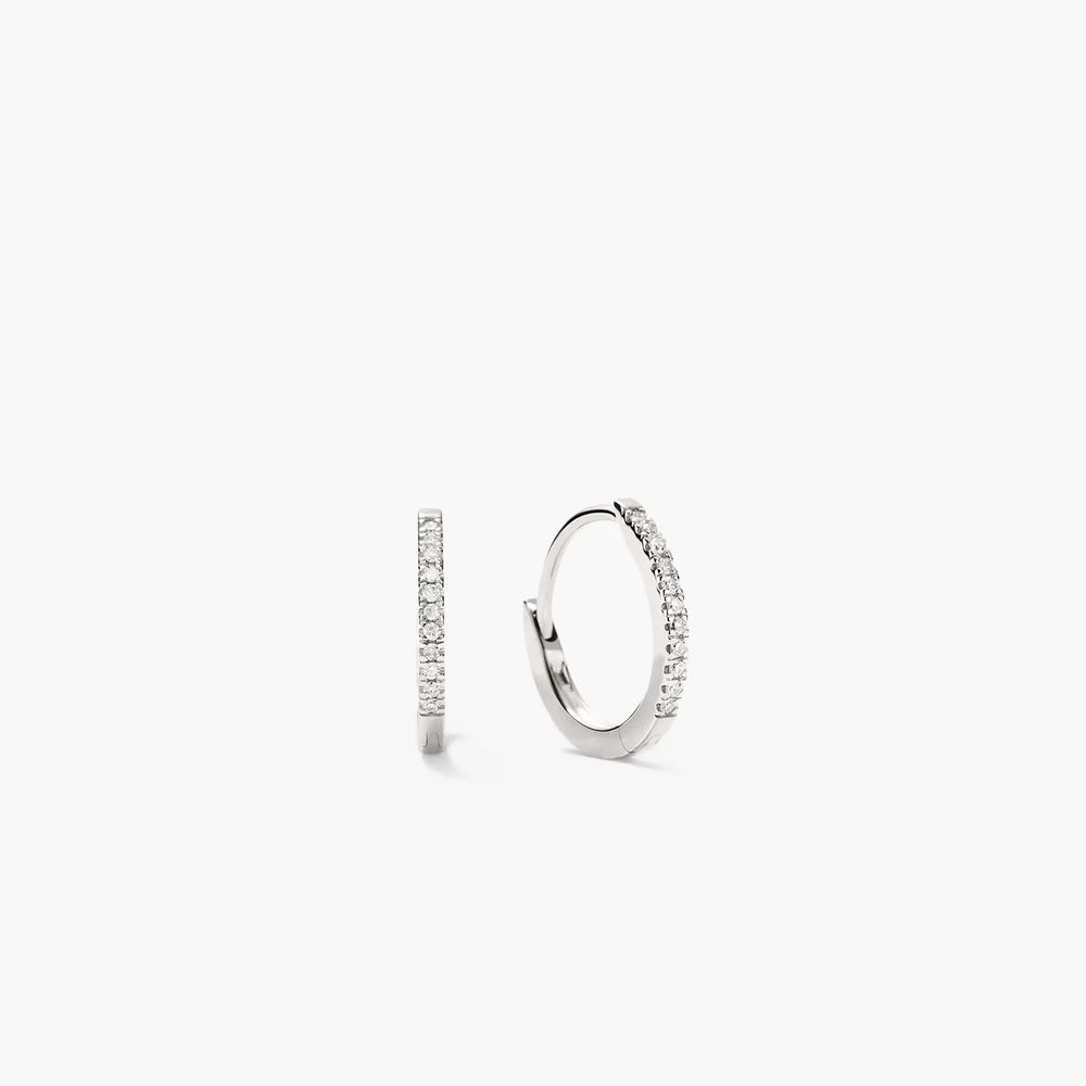 Pave Diamond Huggie Hoops