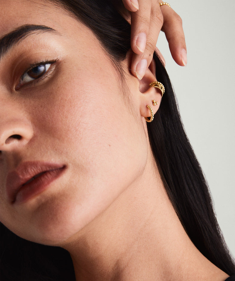 Beaded Huggie Hoops
