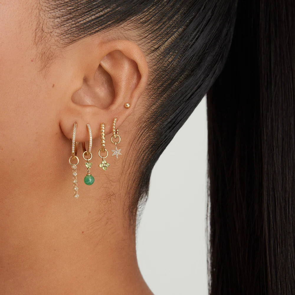 Single Pave Diamond Star Hoop Charm