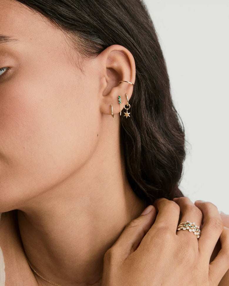 Lab Grown Emerald Trio Chain Stud