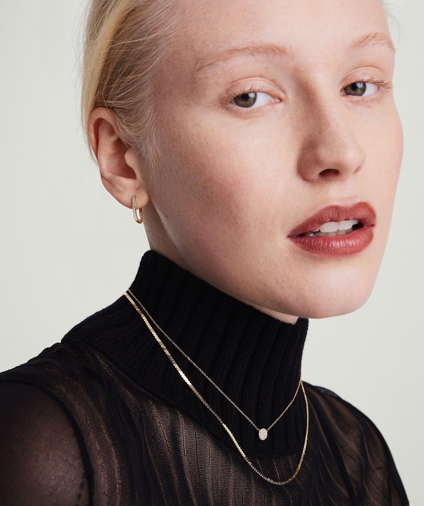 Pave Diamond Small U Hoops