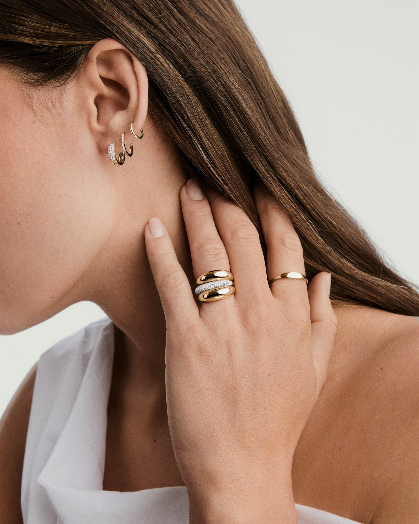 Pave Diamond Huggie Hoops