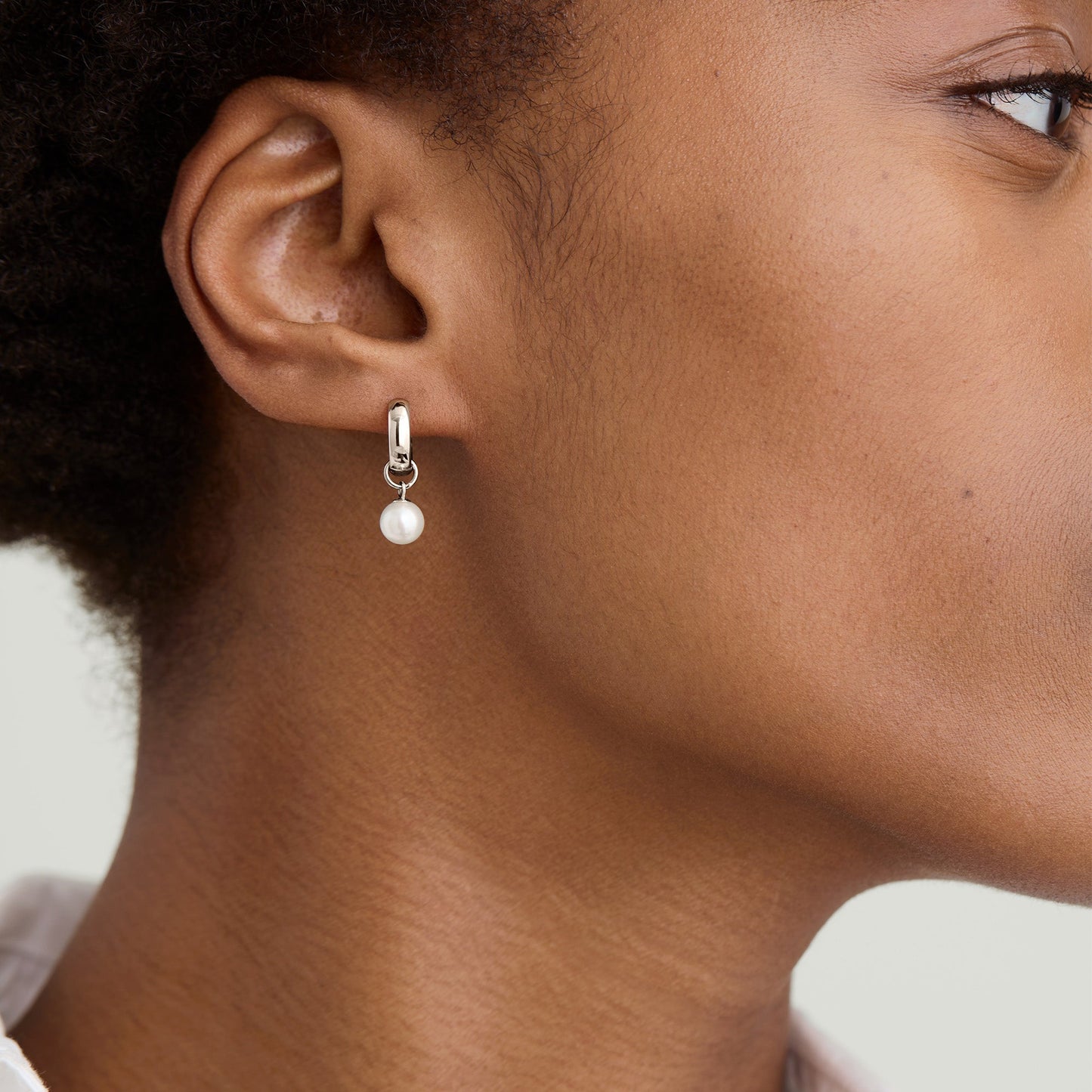 Single Pearl Hoop Charm