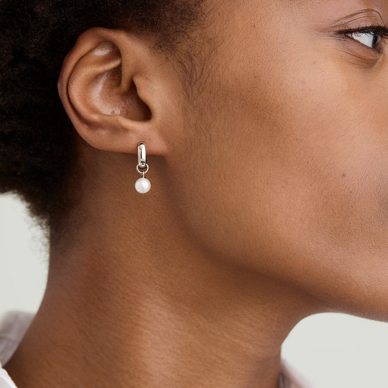 Single Pearl Hoop Charm