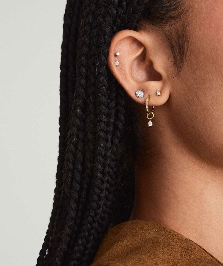 Single Tiny Pear Diamond Flat Back Stud