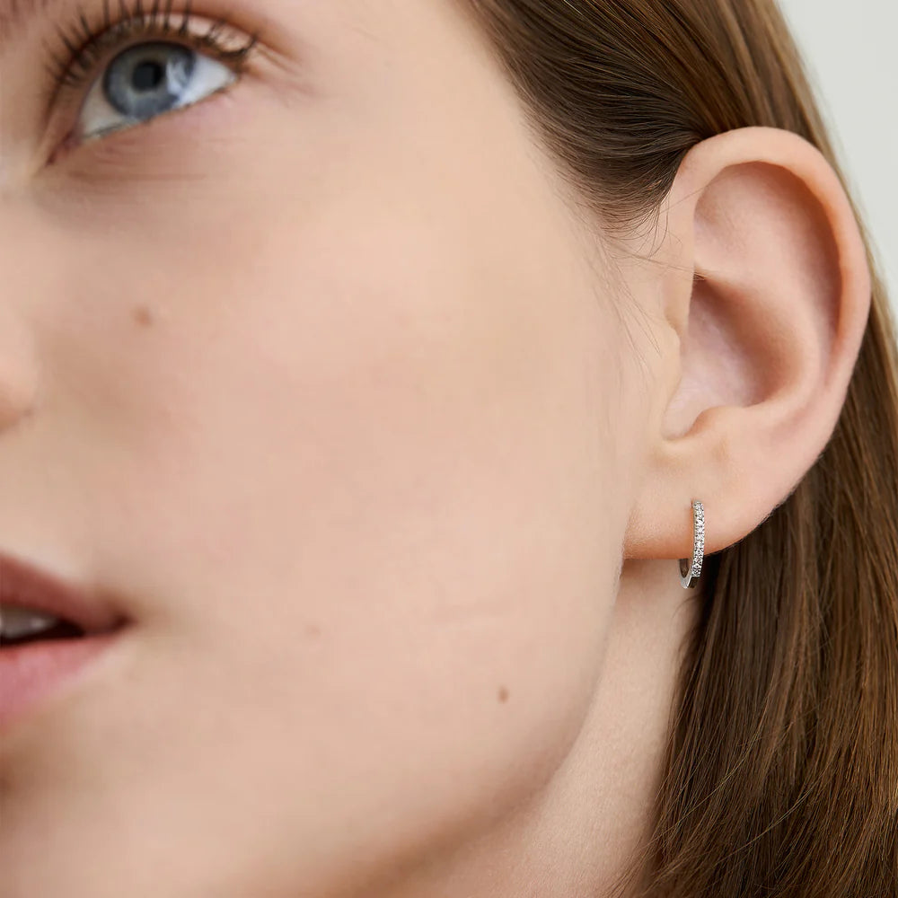 Pave Diamond Huggie Hoops