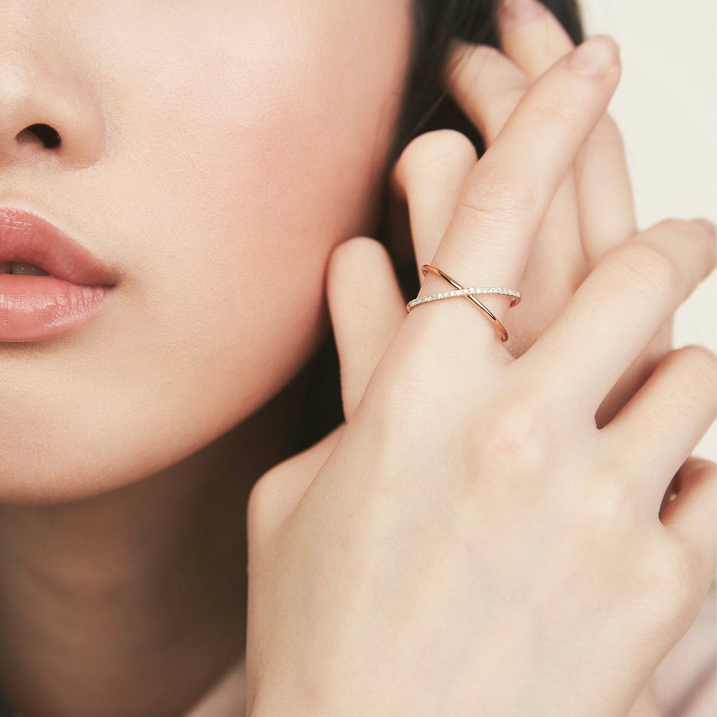 Pave Diamond X Ring