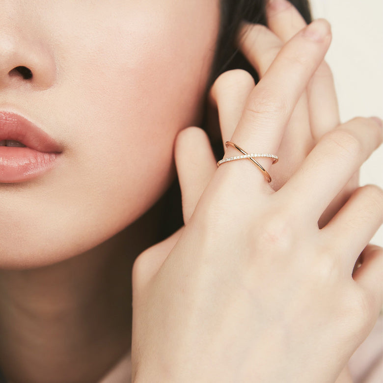 Pave Diamond X Ring
