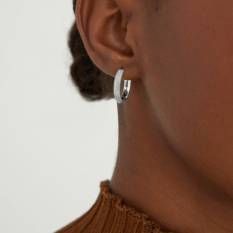 Bold Pave Diamond Medium Hoops