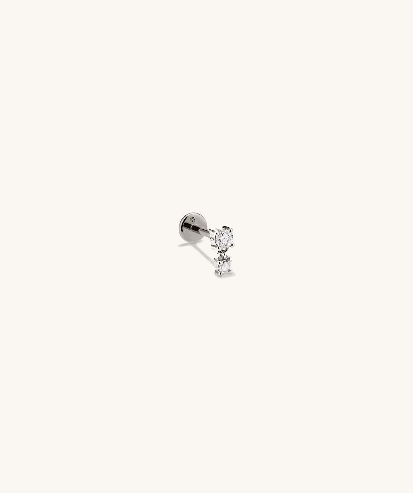 Diamond Droplet Piercing Stud White Gold