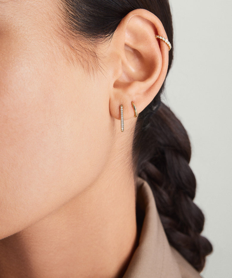 Pave Diamond Small U Hoops