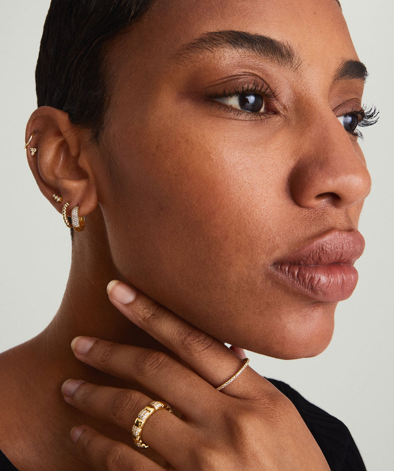 Bold Pave Diamond Huggie Hoops