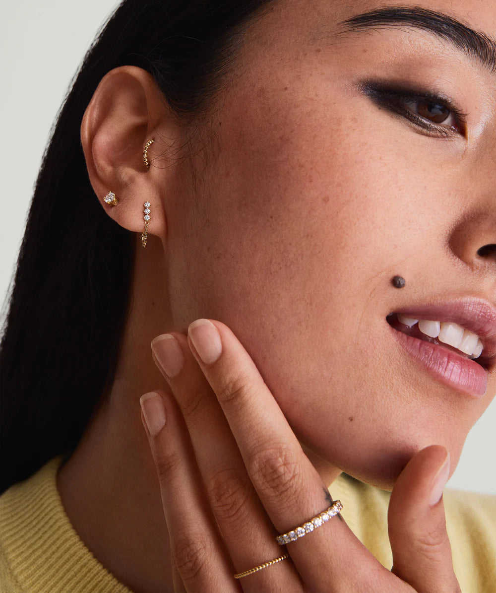 Single Diamond Trio Chain Stud