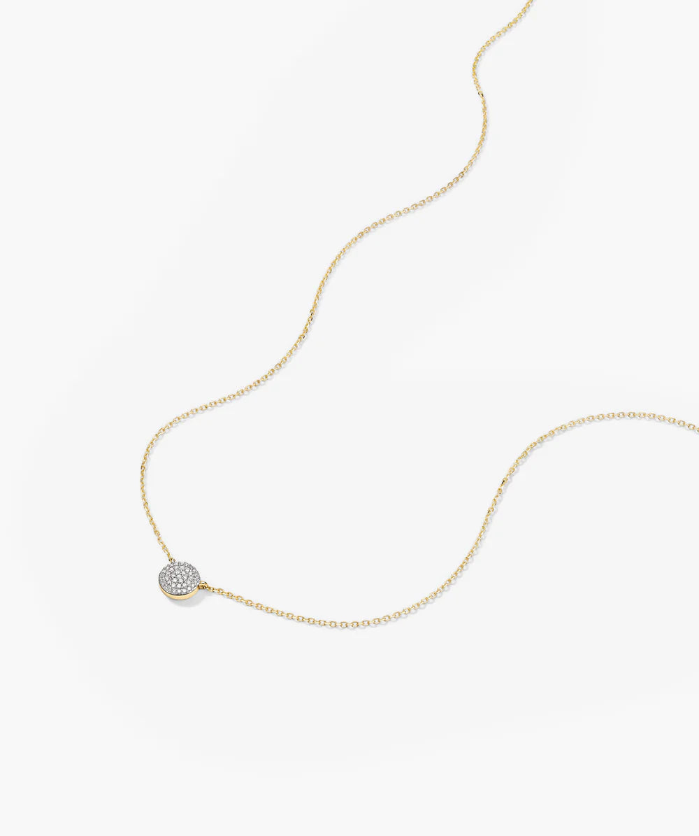 Large Pave Diamond Round Necklace