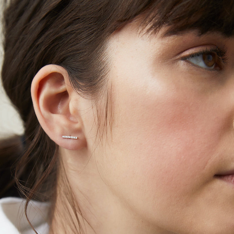Pave Diamonds Long Bar Studs