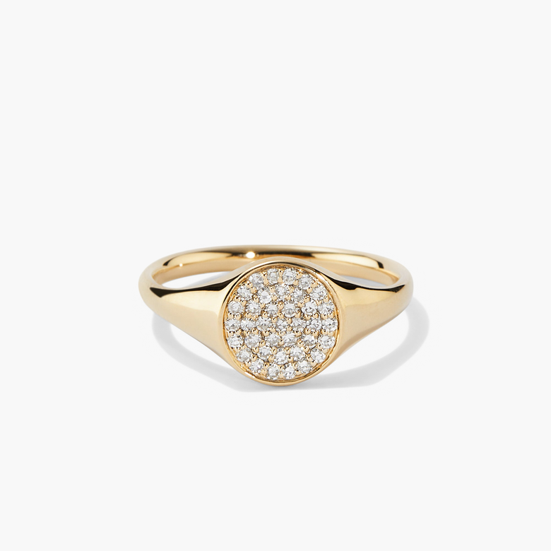 Pave Diamond Signet Pinky Ring