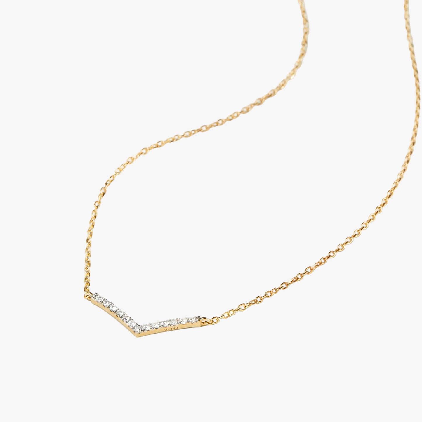 Pave Diamond Wishbone Necklace