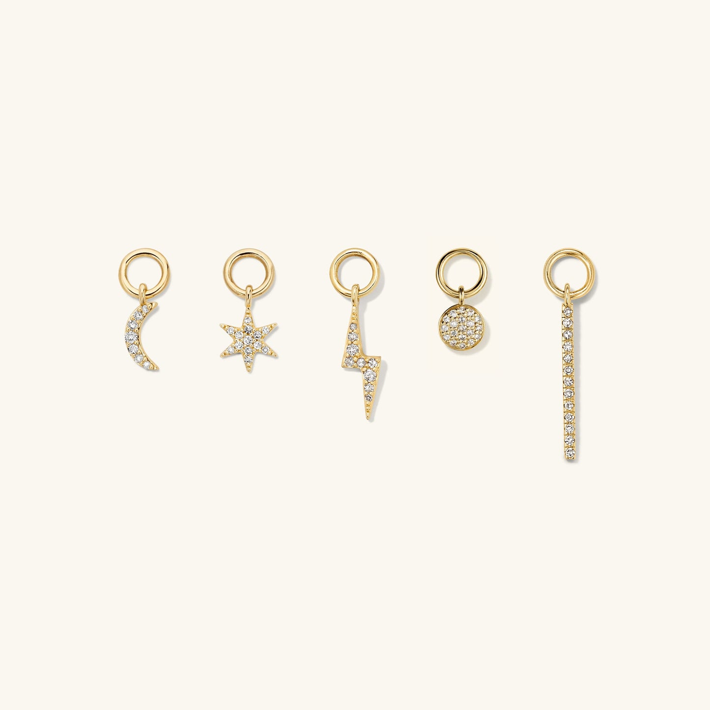 Single Pave Diamond Star Hoop Charm