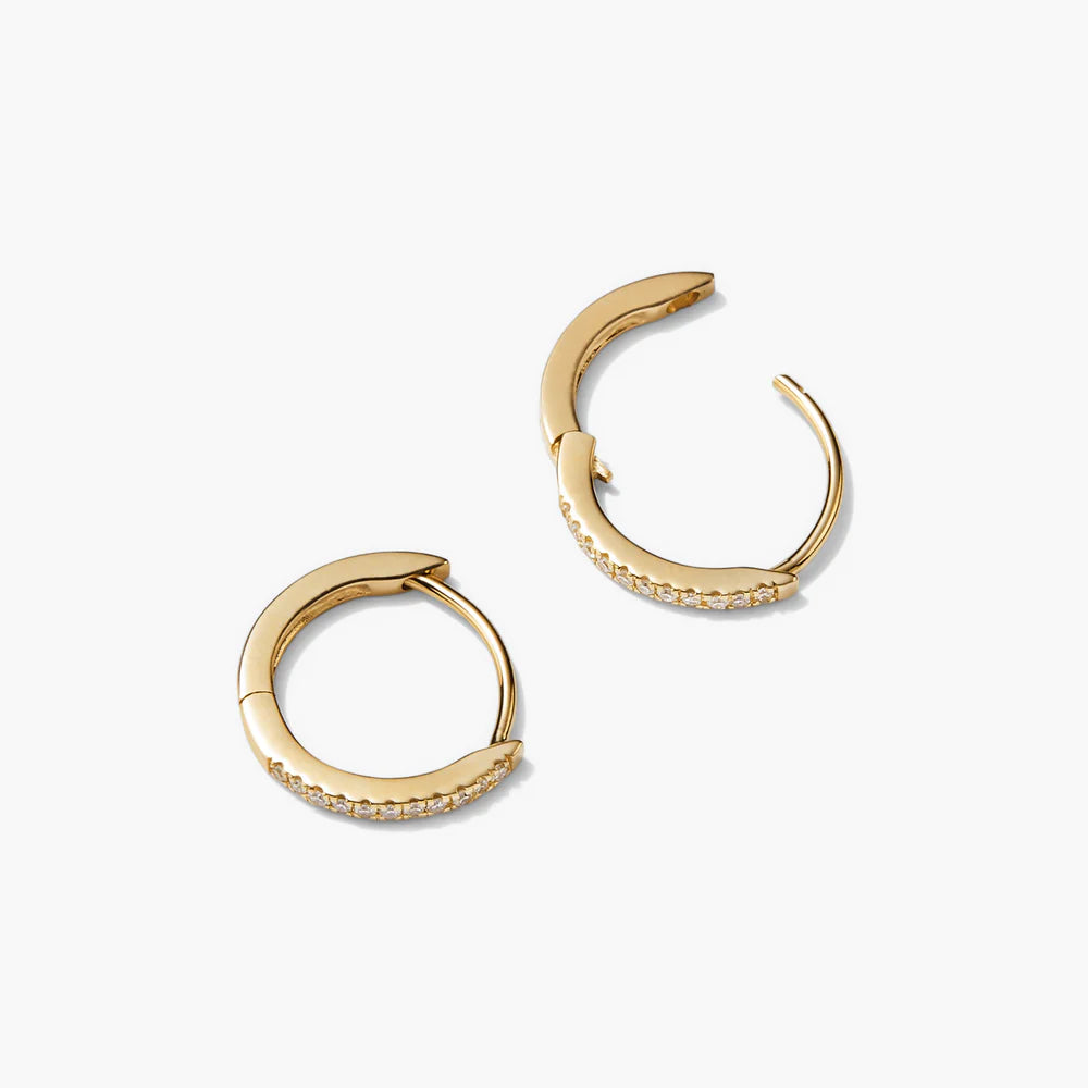 Pave Diamond Huggie Hoops