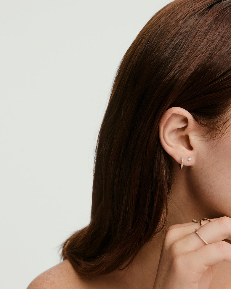 Pave Diamond Huggie Hoops