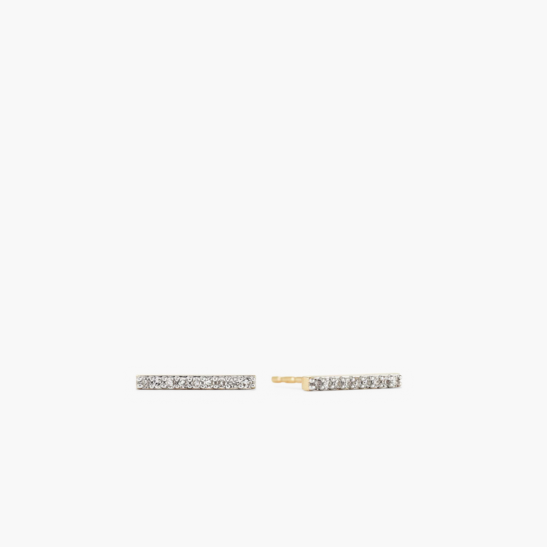 Pave Diamonds Long Bar Studs